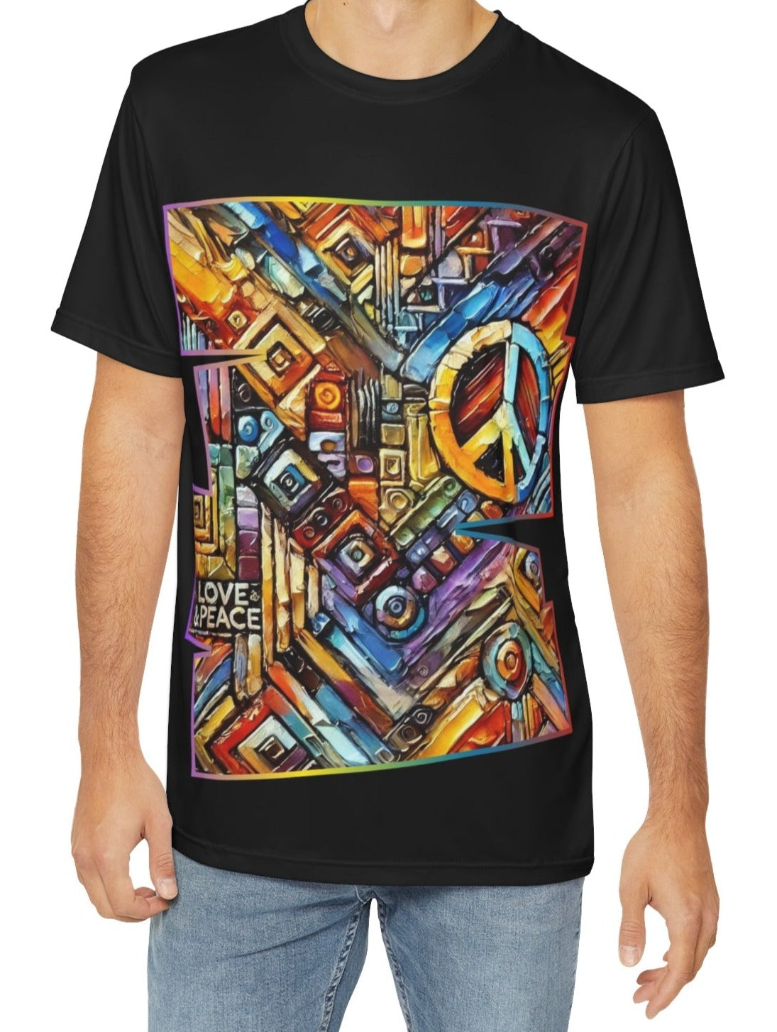 Men's Brushed Polyester Short Sleeve Tee (AOP), "Abstract African Print"