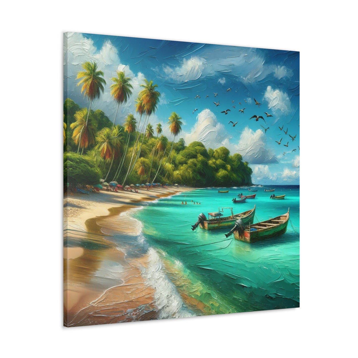 Art Print of Caribbean Beach Scene, Swallows Beach, Tobago, West Indian Art, Canvas Gallery Wraps