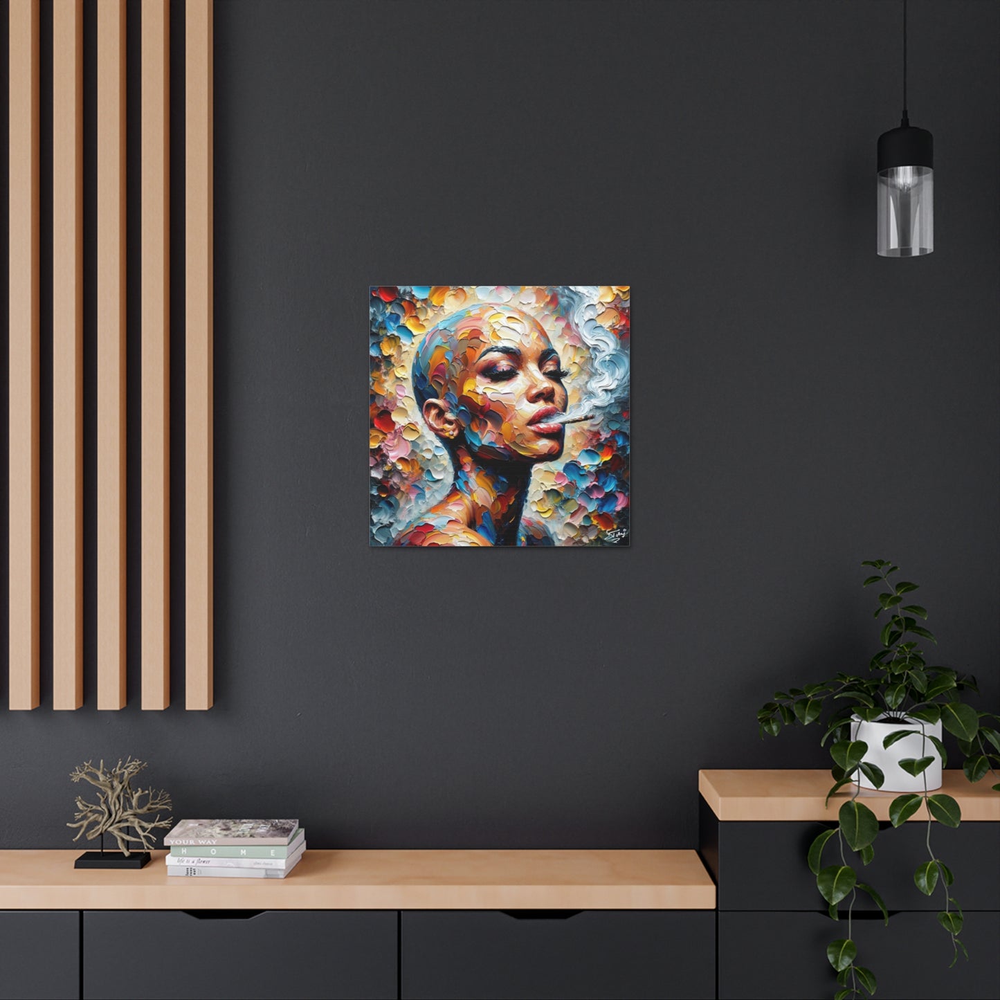 Art Print, Afro-Caribbean Woman, Oil Finish, West Indian Ethnicity, Cultural, Heritage, Semi-Abstract, Canvas Gallery Wrap