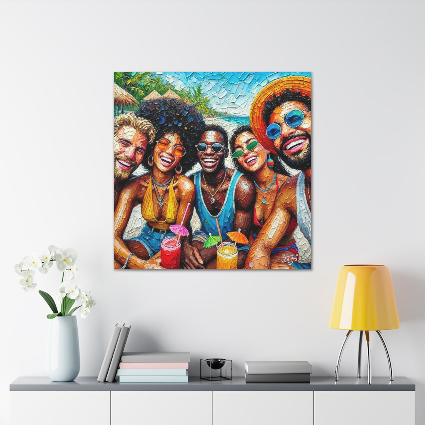 Art Print, Caribbean People, "Melting Pot" Oil Finish, West Indian Ethnicity, Cultural, Heritage, Abstract, Canvas Gallery Wrap