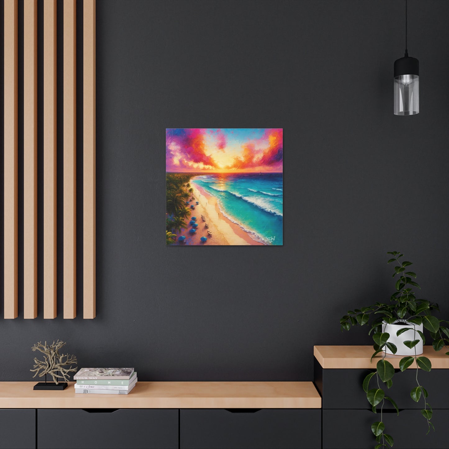 Art Print of Caribbean Beach Sunset, Oil Painting, West Indian Art, Canvas Gallery Wraps