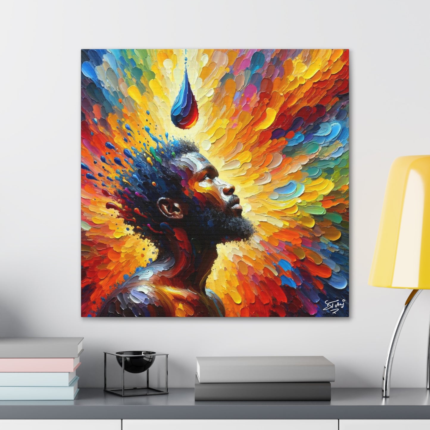 Art Print, Afro-Caribbean Man, "One Drop" Oil Finish, West Indian Ethnicity, Cultural, Heritage, Abstract, Canvas Gallery Wrap