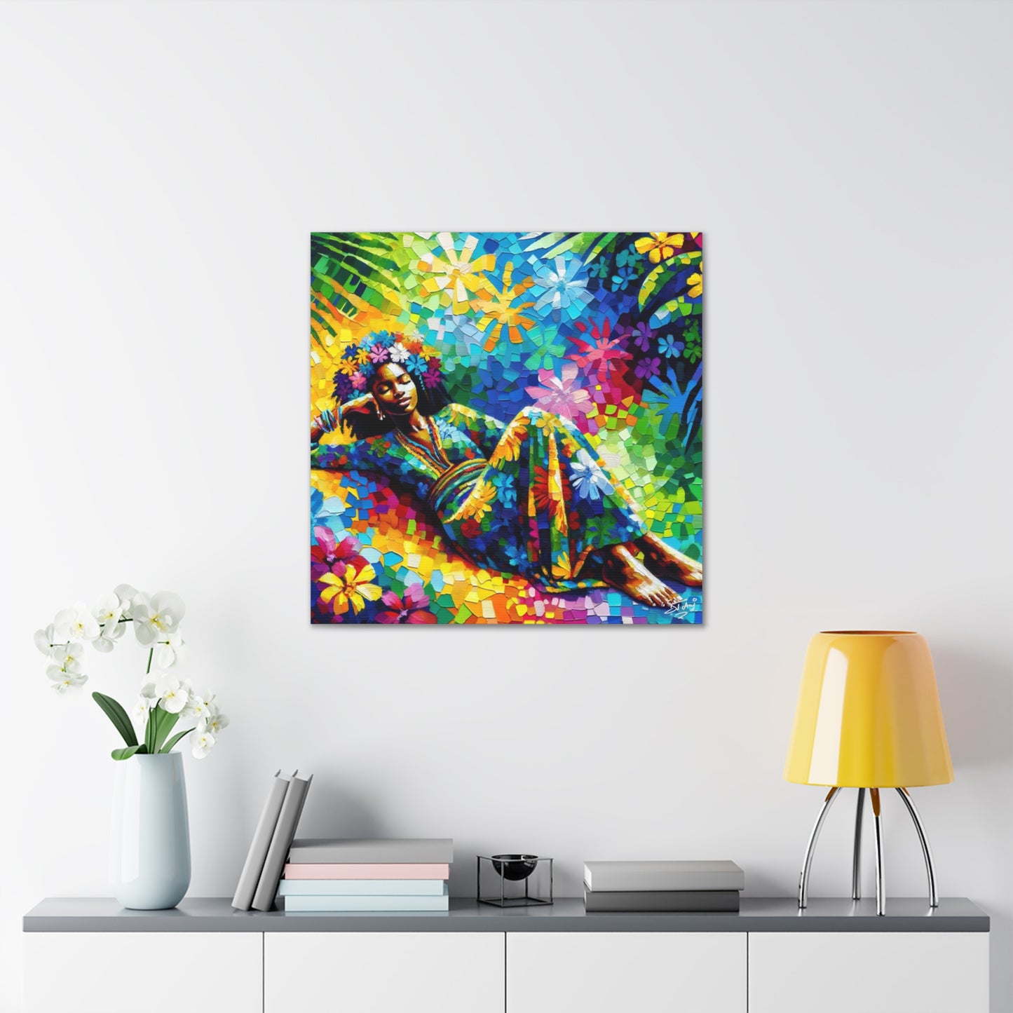 Art Print, Afro-Caribbean Woman, Oil Finish, West Indian Ethnicity, Cultural, Heritage, Semi-Abstract, Canvas Gallery Wrap