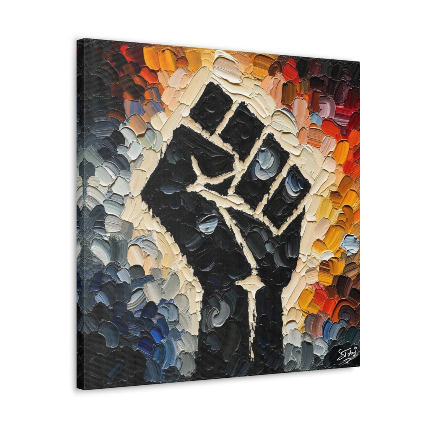 Art Print, Black Hand, Black Power, Oil Finish, Unity, One Love, Semi-Abstract, Canvas Gallery Wrap