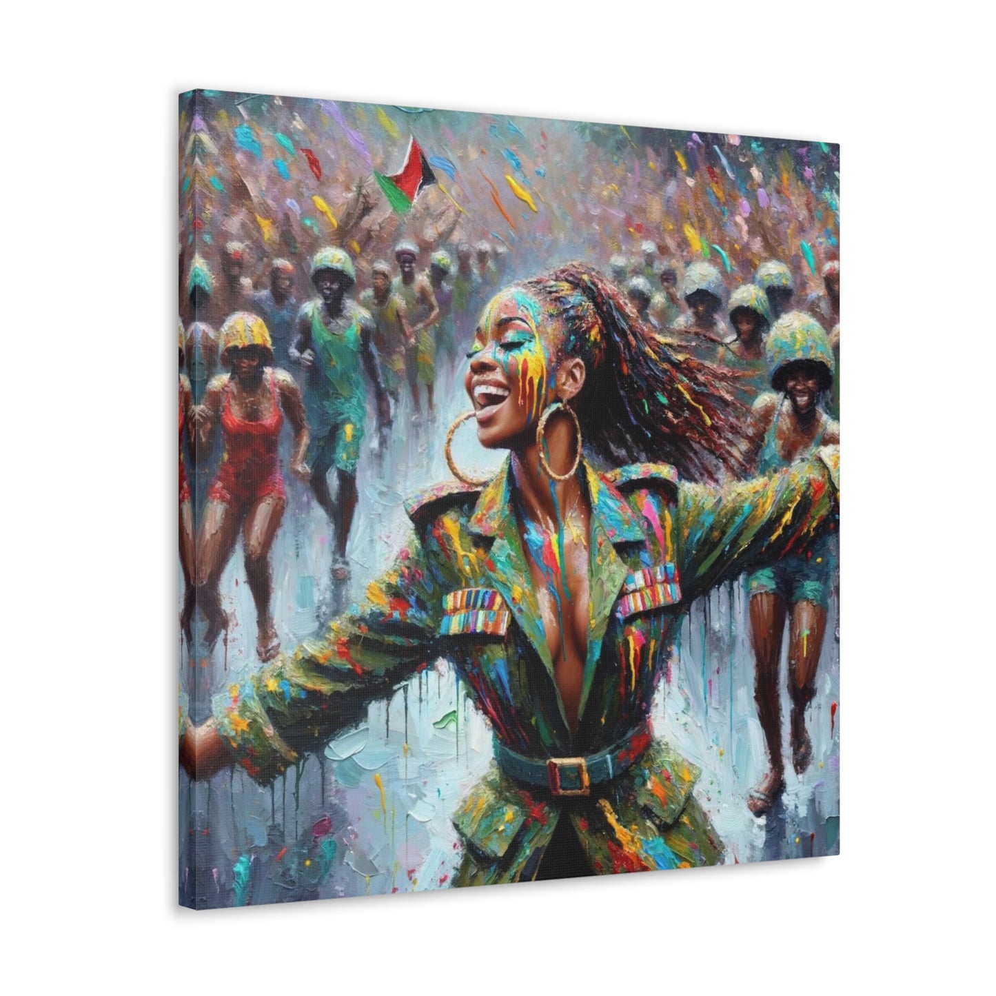 Art Print of Jouvert Morning, Afro-Caribbean Woman, Oil Finish, West Indian Ethnicity, Cultural, Heritage, Canvas Gallery Wraps