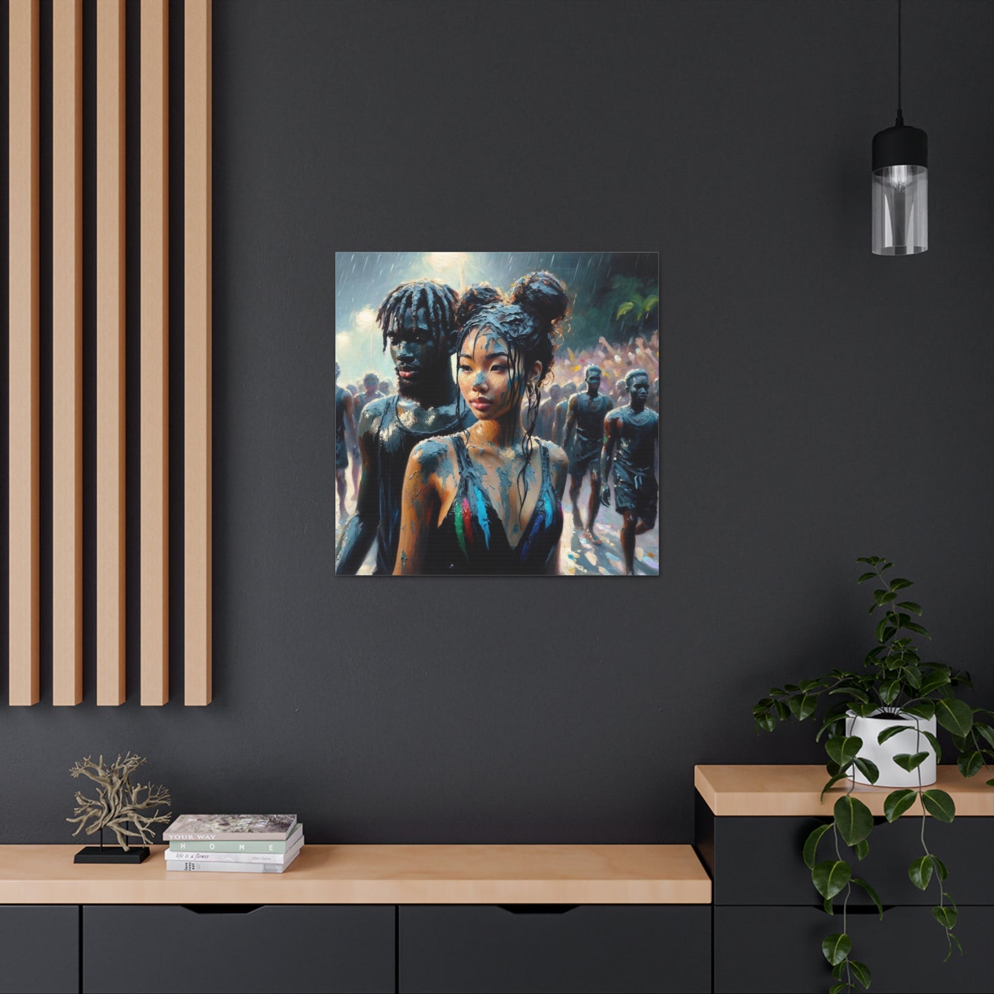 Art Print of Jouvert Morning, Afro-Caribbean Couple#5, Oil Finish, West Indian Ethnicity, Cultural, Heritage, Canvas Gallery Wraps