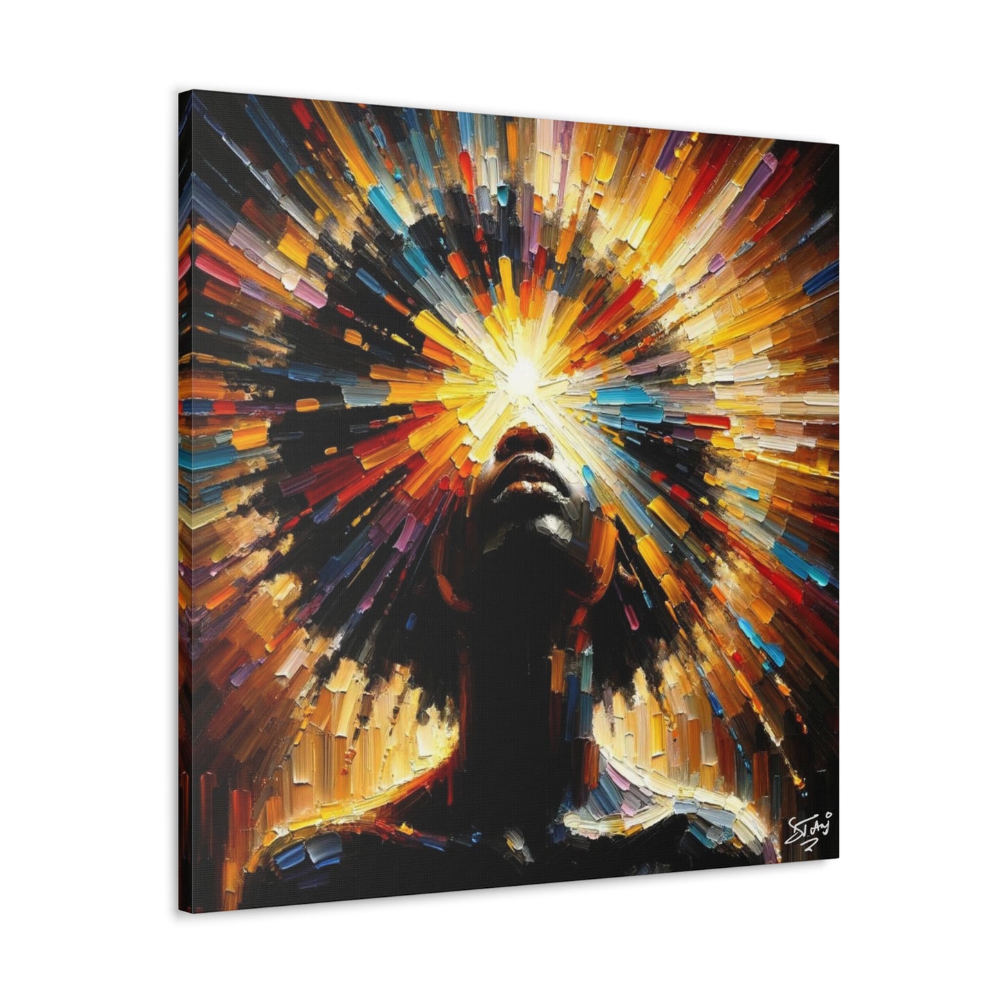 Art Print, Afro-Caribbean Woman, "Too Bright to See" Oil Finish, West Indian Ethnicity, Cultural, Heritage, Abstract, Canvas Gallery Wrap