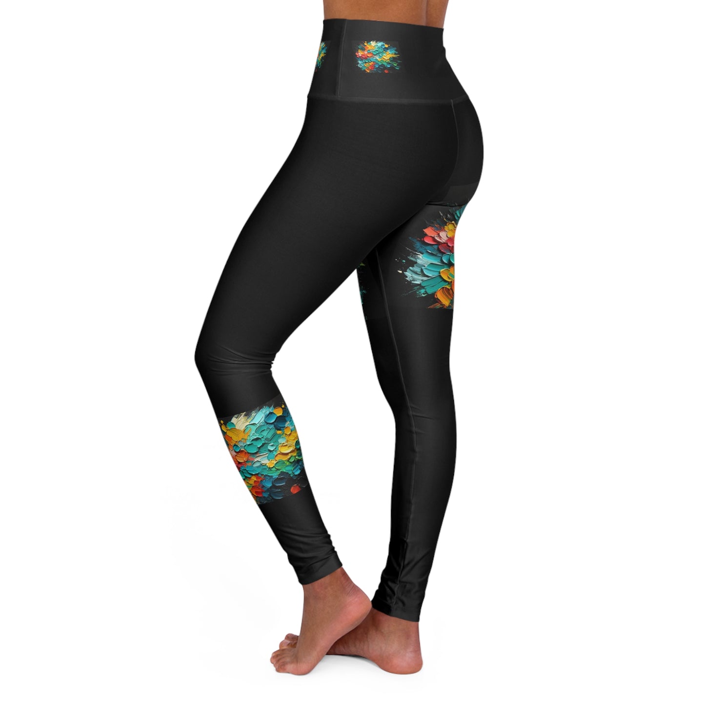 High Waisted Yoga Leggings (AOP) Abstract Print