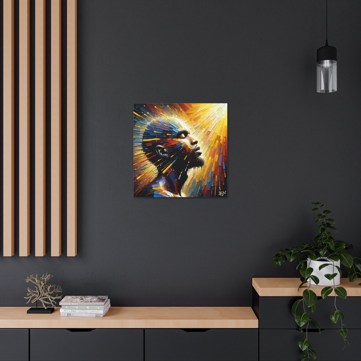 Art Print, Afro-Caribbean Man, "Bright Light" Oil Finish, West Indian Ethnicity, Cultural, Heritage, Abstract, Canvas Gallery Wrap