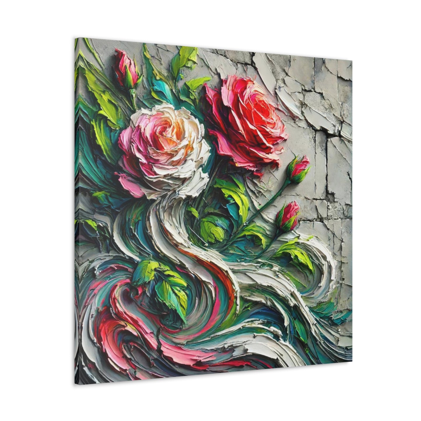 Art Print, "A Rose is a Still a Rose," Abstract Oil Finish, West Indian Art, Canvas Gallery Wraps