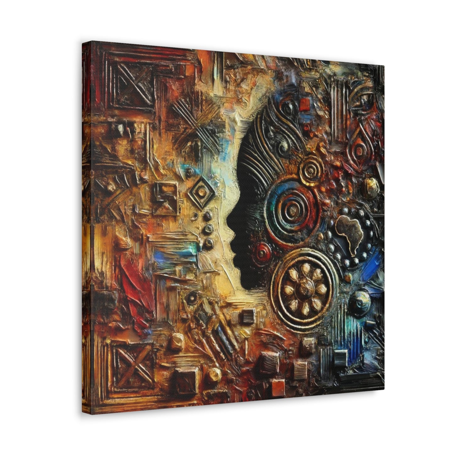 Art Print, African Print, Black Power, African Mask, Abstract Oil Finish, Unity, One Love, Canvas Gallery Wrap