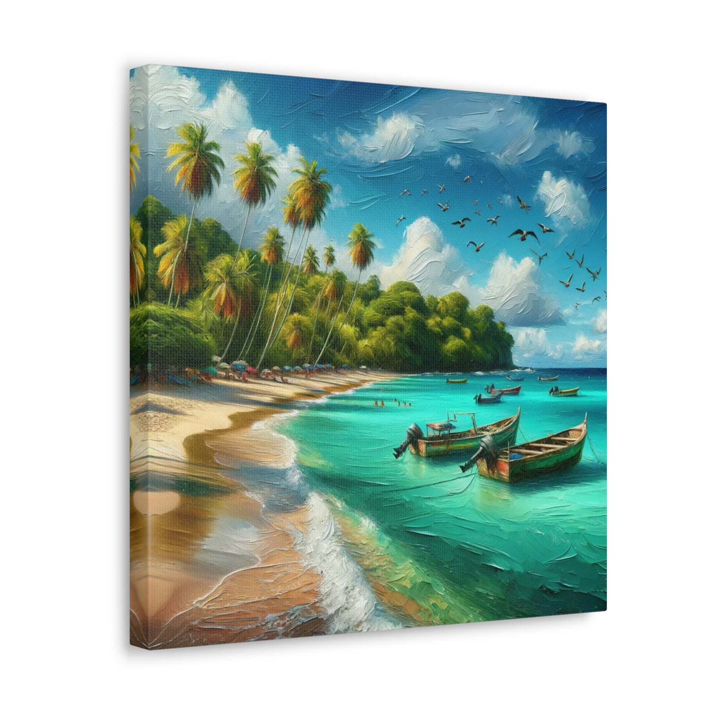 Art Print of Caribbean Beach Scene, Swallows Beach, Tobago, West Indian Art, Canvas Gallery Wraps