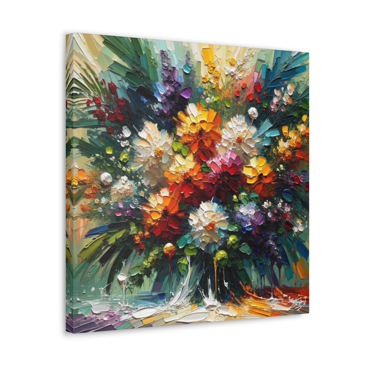 Art Print, Caribbean Flowers, Oil Finish, Caribbean Nature, Cultural, Heritage, Semi-Abstract, Canvas Gallery Wrap