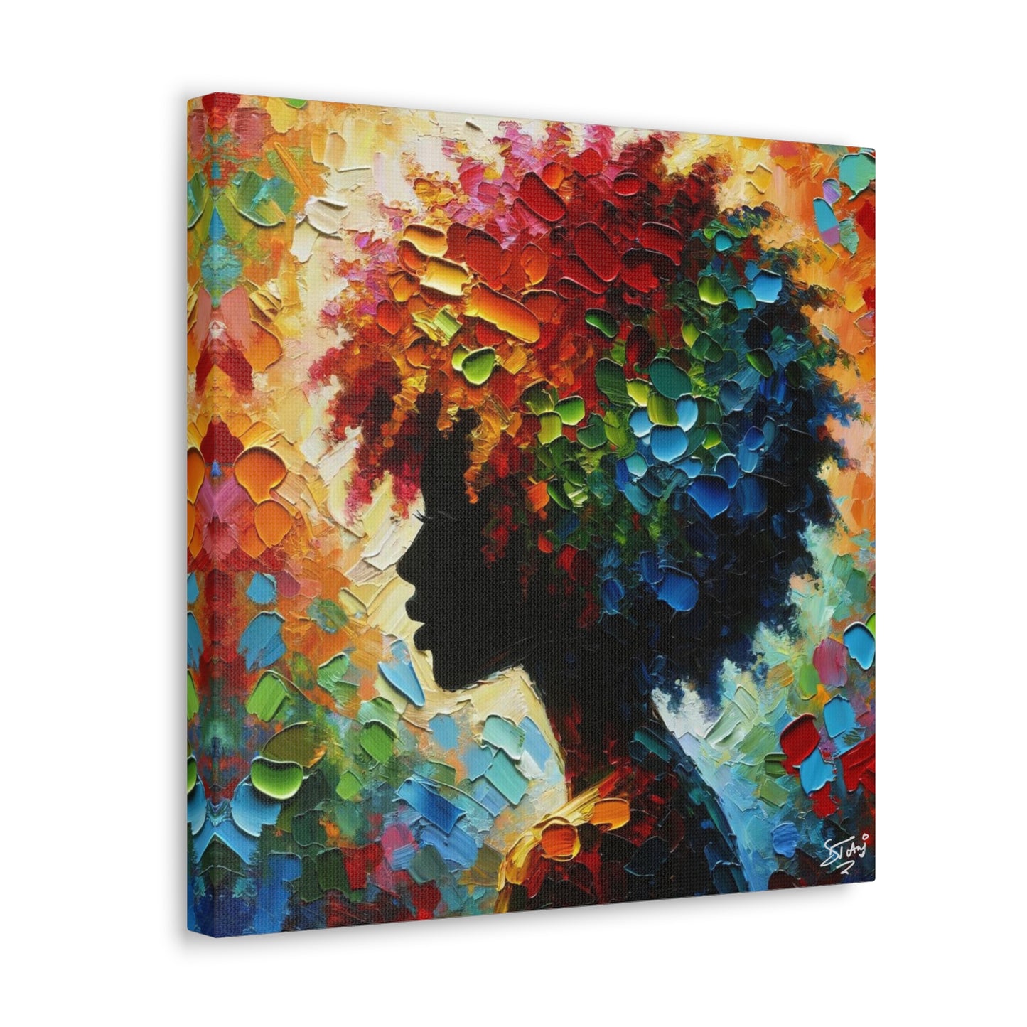 Art Print, Afro-Caribbean Woman, Oil Finish, West Indian Ethnicity, Cultural, Heritage, Semi-Abstract, Canvas Gallery Wrap