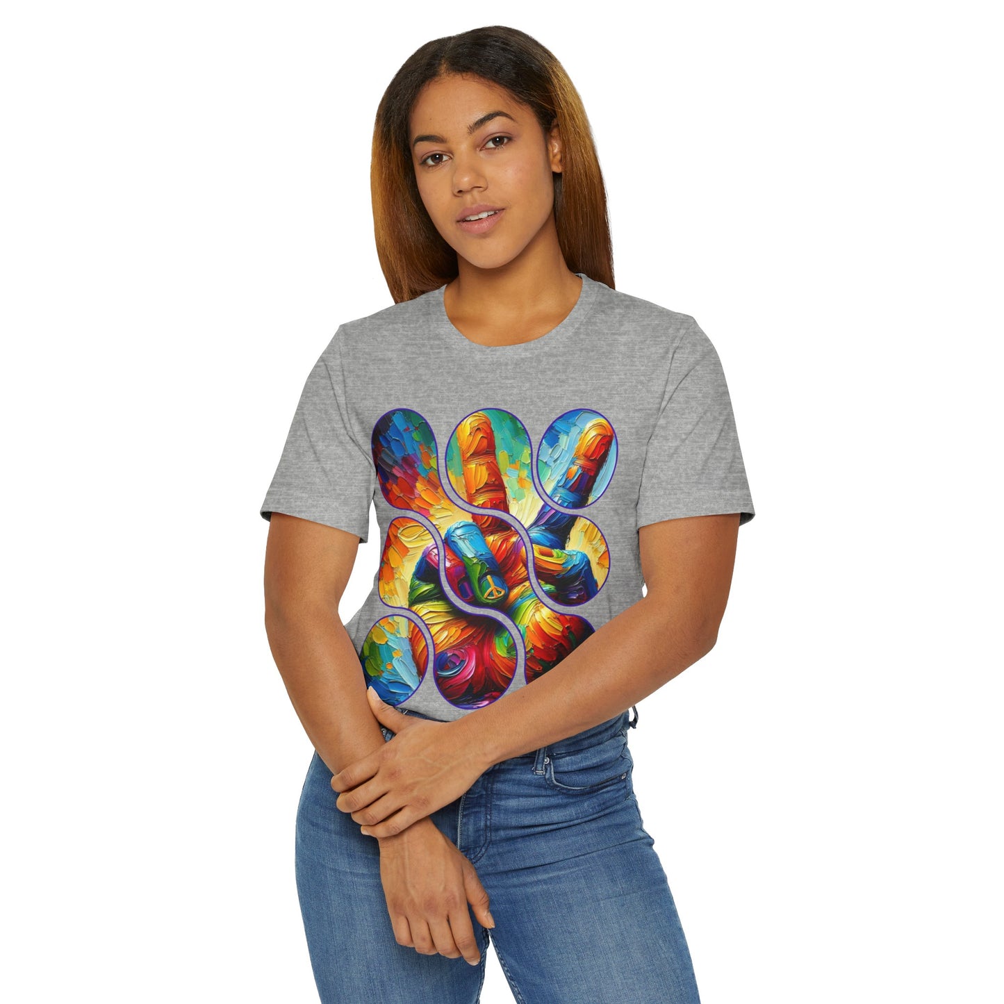 Unisex Jersey T-Shirt, "Peace" One World, Self-Love, Anti-Racism, One Love, Unity, Inclusion, Diversity, Immigrant Outsiders, Cultural Identity, Black Excellence Empowerment, Inspiration