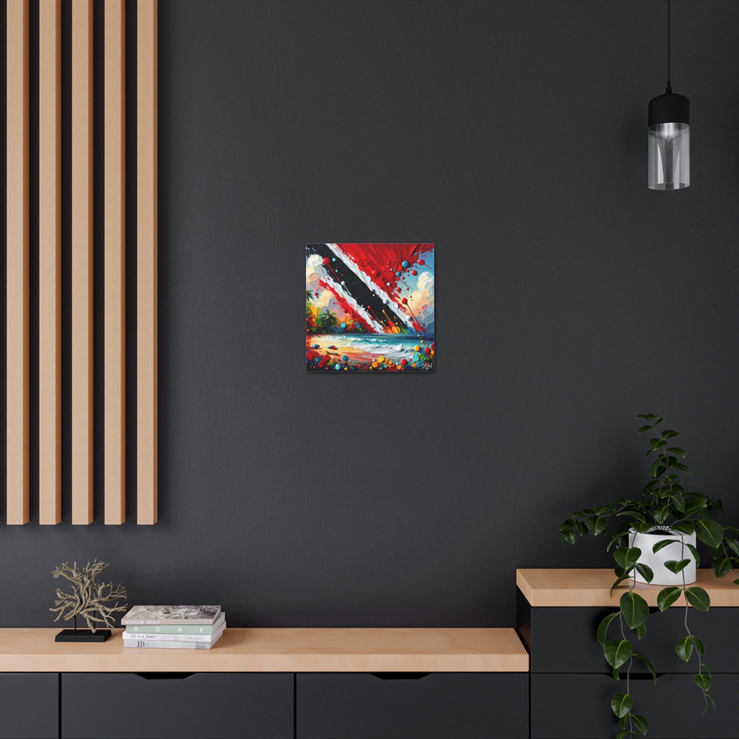 Art Print, Trinidad Abstract Scene, Oil Finish, Unity, One Love, Semi-Abstract, Canvas Gallery Wrap