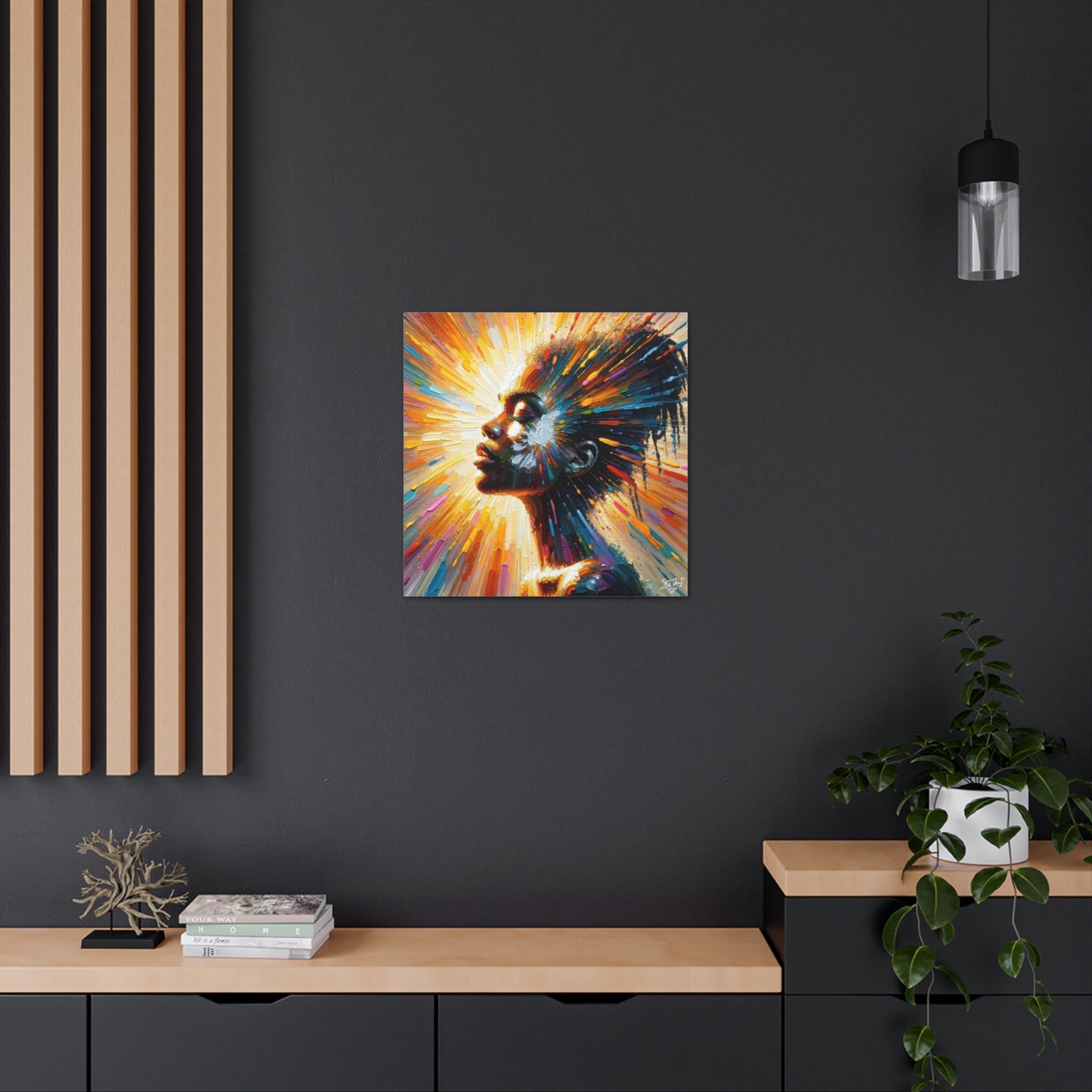 Art Print, Afro-Caribbean Woman, "Bright Light" Oil Finish, West Indian Ethnicity, Cultural, Heritage, Abstract, Canvas Gallery Wrap