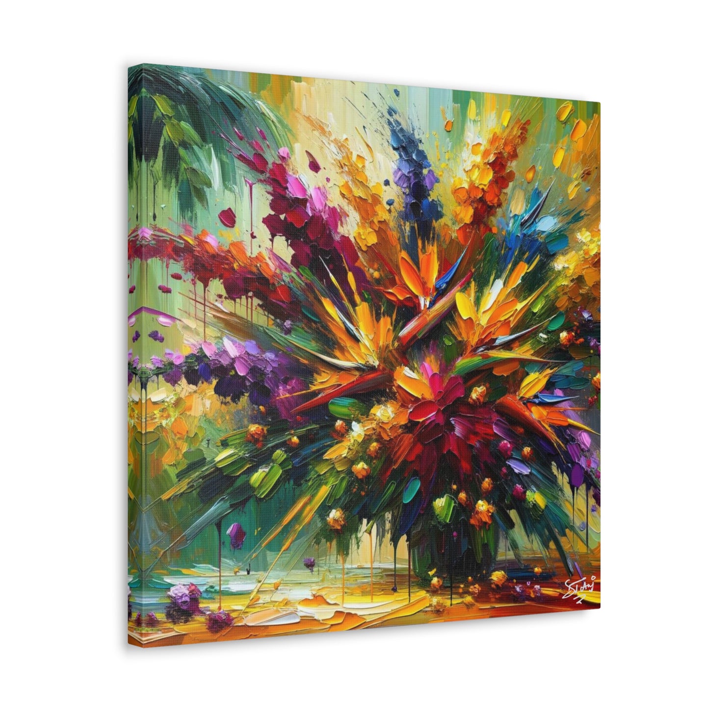 Art Print of Caribbean Bouquet, Oil Finish, West Indian Art, Canvas Gallery Wraps