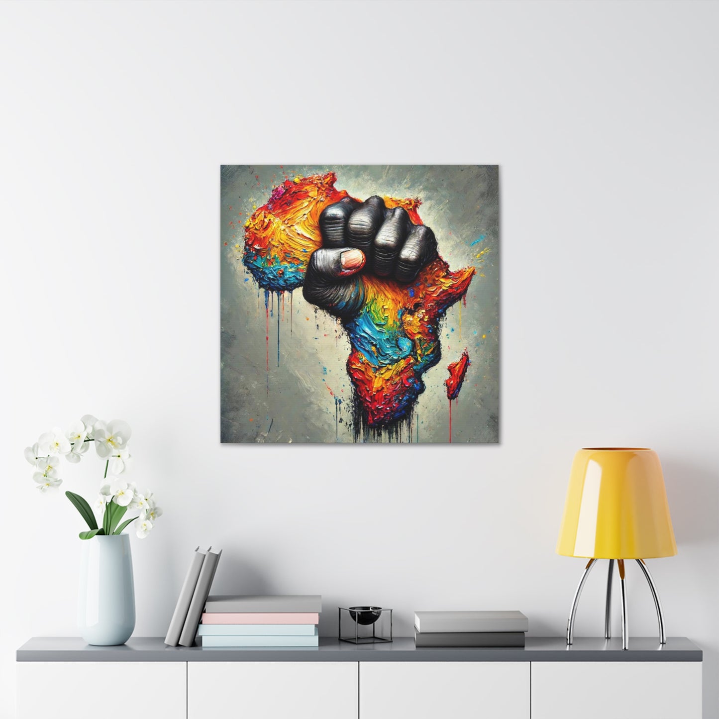 Art Print, "African Unity" Oil Finish, Abstract, One Love, West Indian Ethnicity, Cultural, Heritage, Semi-Abstract, Canvas Gallery Wrap