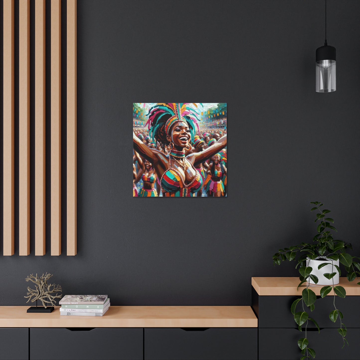 Art Print#2 of Trini Masquerader, Carnival, Oil Finish, West Indian Ethnicity, Cultural, Heritage, Art, Black Woman, Canvas Gallery Wraps