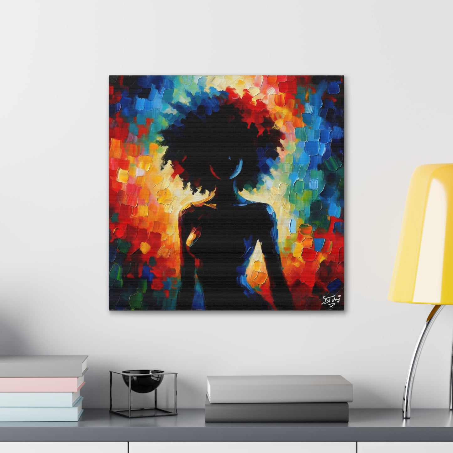 Art Print, Afro-Caribbean Woman, Silhouette, Oil Finish, West Indian Ethnicity, Cultural, Heritage, Abstract, Canvas Gallery Wrap