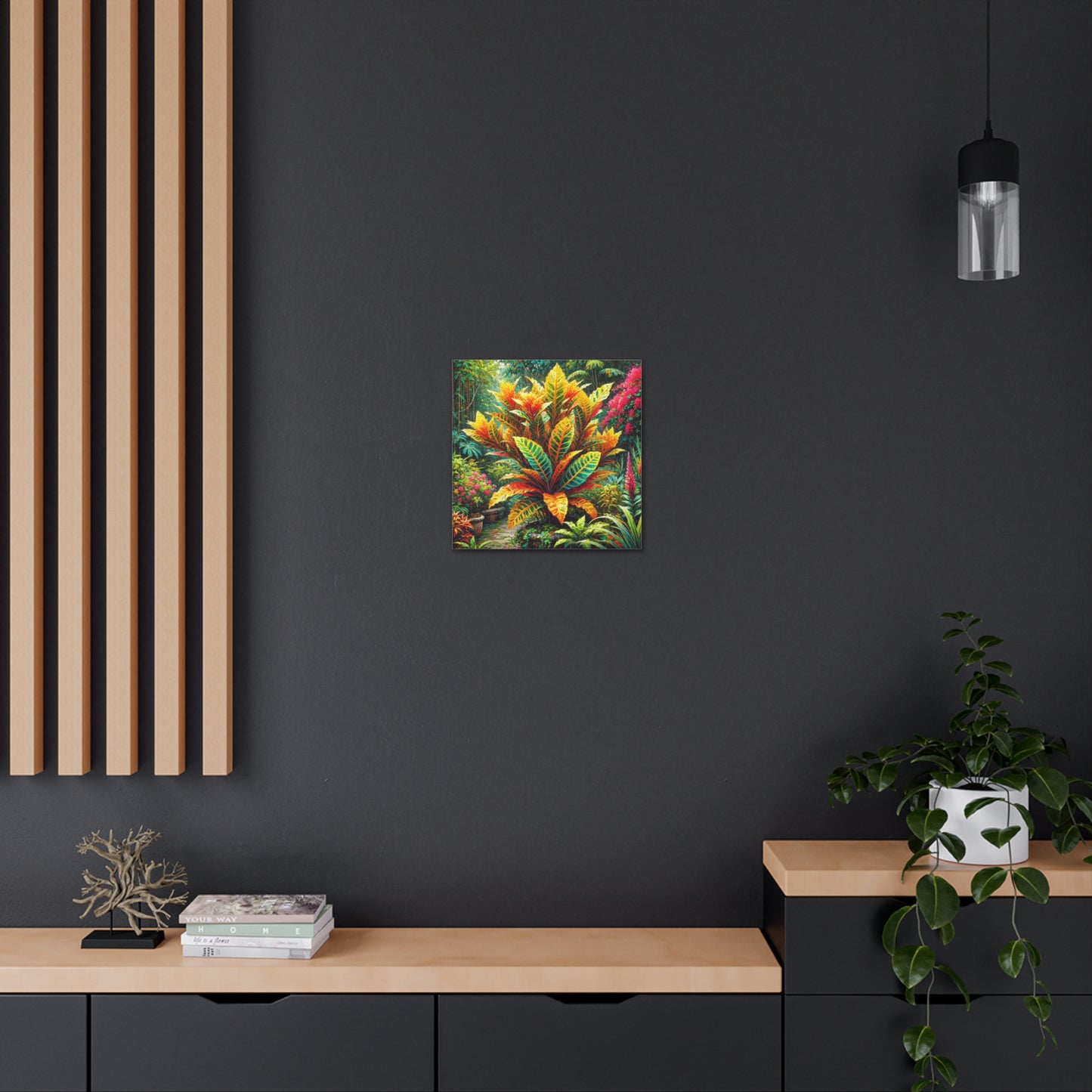 Art Print of Croton Garden, Oil Finish, West Indian Art, Canvas Gallery Wraps