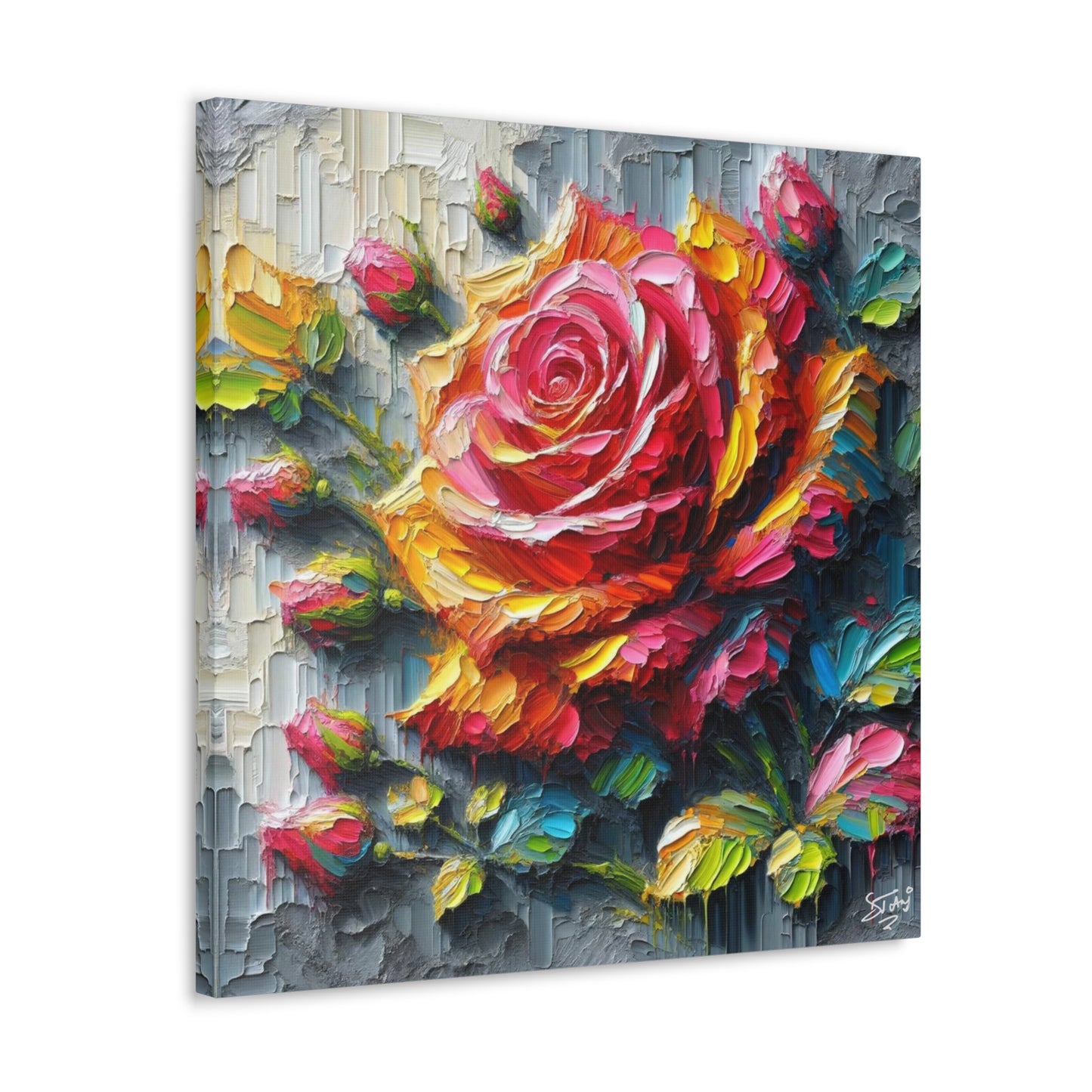 Art Print, Caribbean Flowers, Oil Finish, Caribbean Nature, Cultural, Heritage, Semi-Abstract, Canvas Gallery Wrap