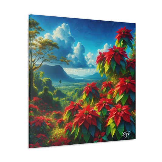 Print #2 of Wild Poinsettia Plants on Sunny Day in the Caribbean, Trinidad and Tobago, Canvas Gallery Wraps