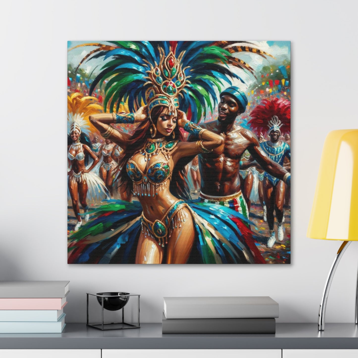 Art Print, Trini Masqueraders, Carnival, Oil Finish, West Indian Ethnicity, Cultural, Heritage, Indo & Afro Caribbean, Canvas Gallery Wraps