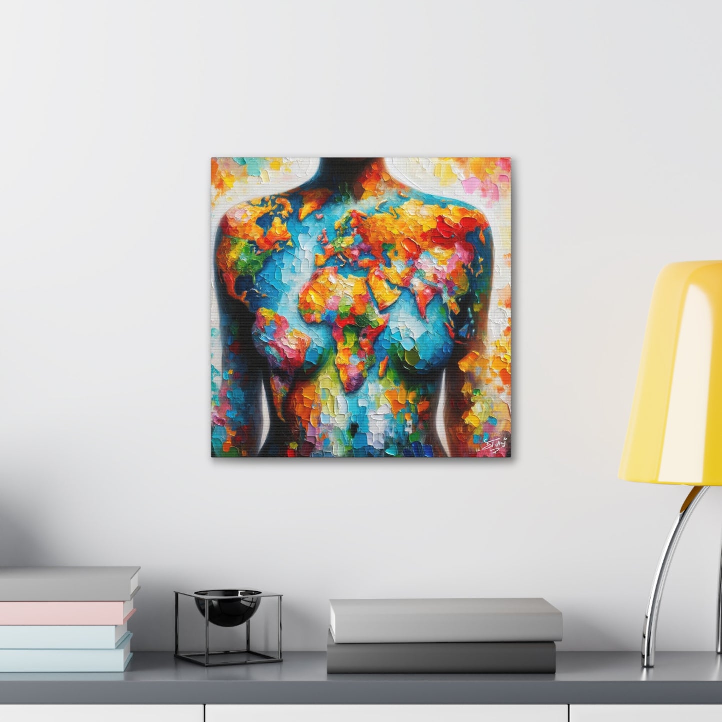 Art Print, African Woman, "World Unity," Oil Finish, One Love, West Indian Ethnicity, Cultural, Heritage, Semi-Abstract, Canvas Gallery Wrap