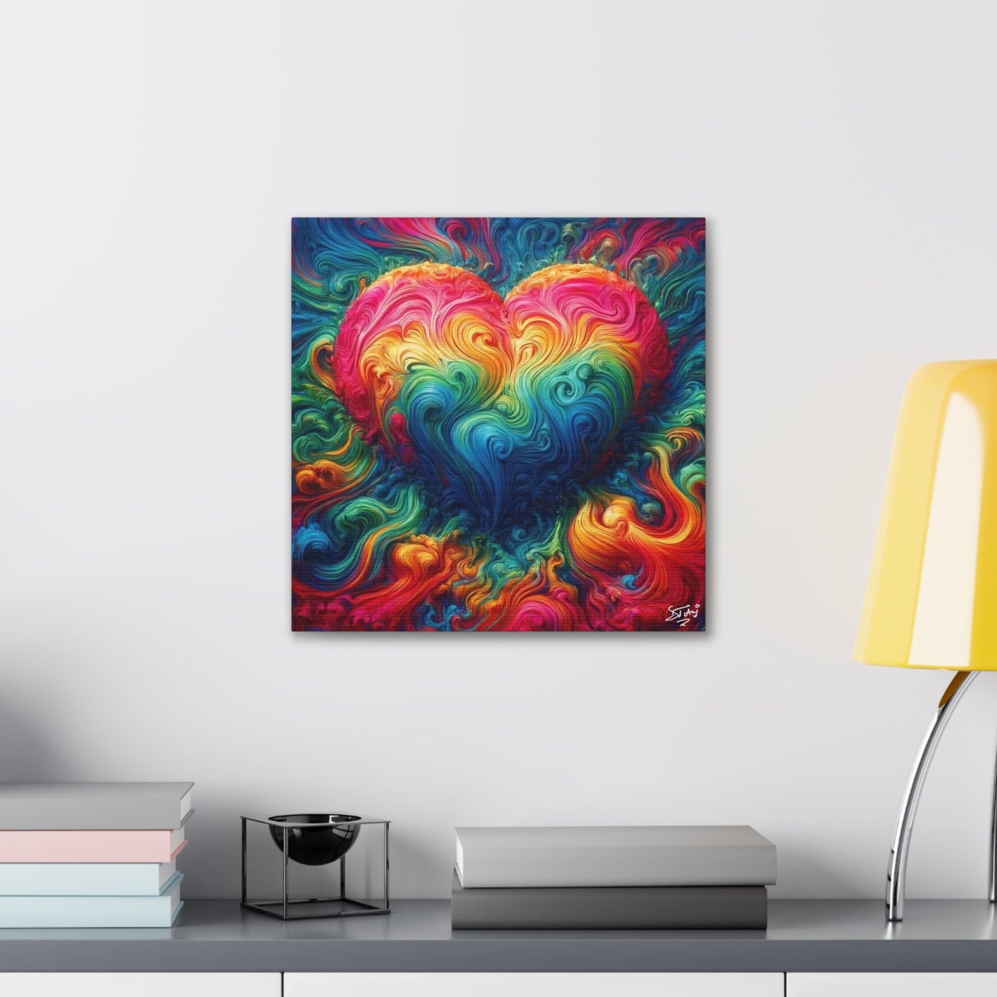 Art Print, "Love," Oil Finish, Unity, Togetherness, One Love, Semi-Abstract, Canvas Gallery Wrap