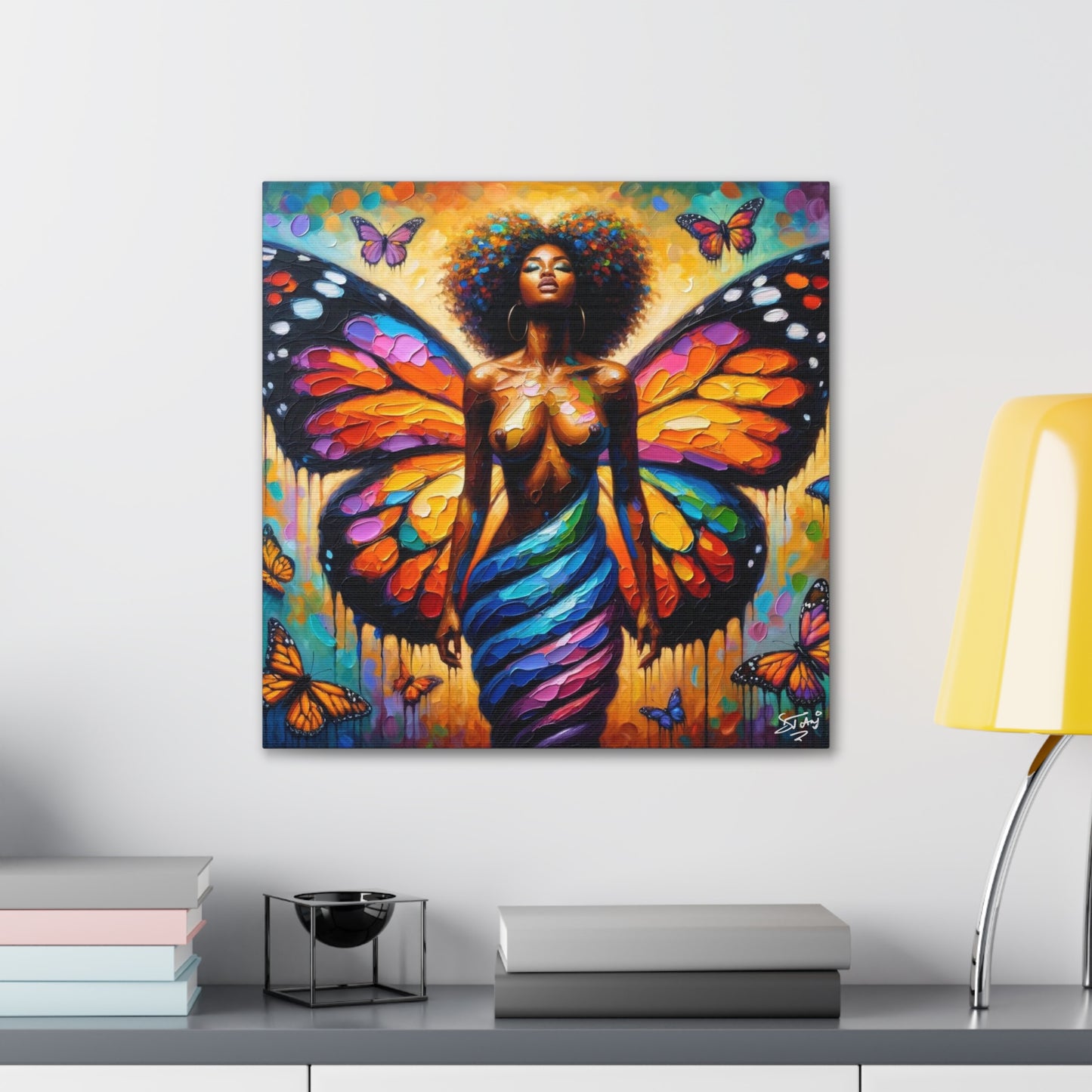 Art Print, Afro-Caribbean Woman, "Change is Growth," Oil Finish, West Indian Ethnicity, Cultural, Heritage, Semi-Abstract, Canvas Gallery Wrap