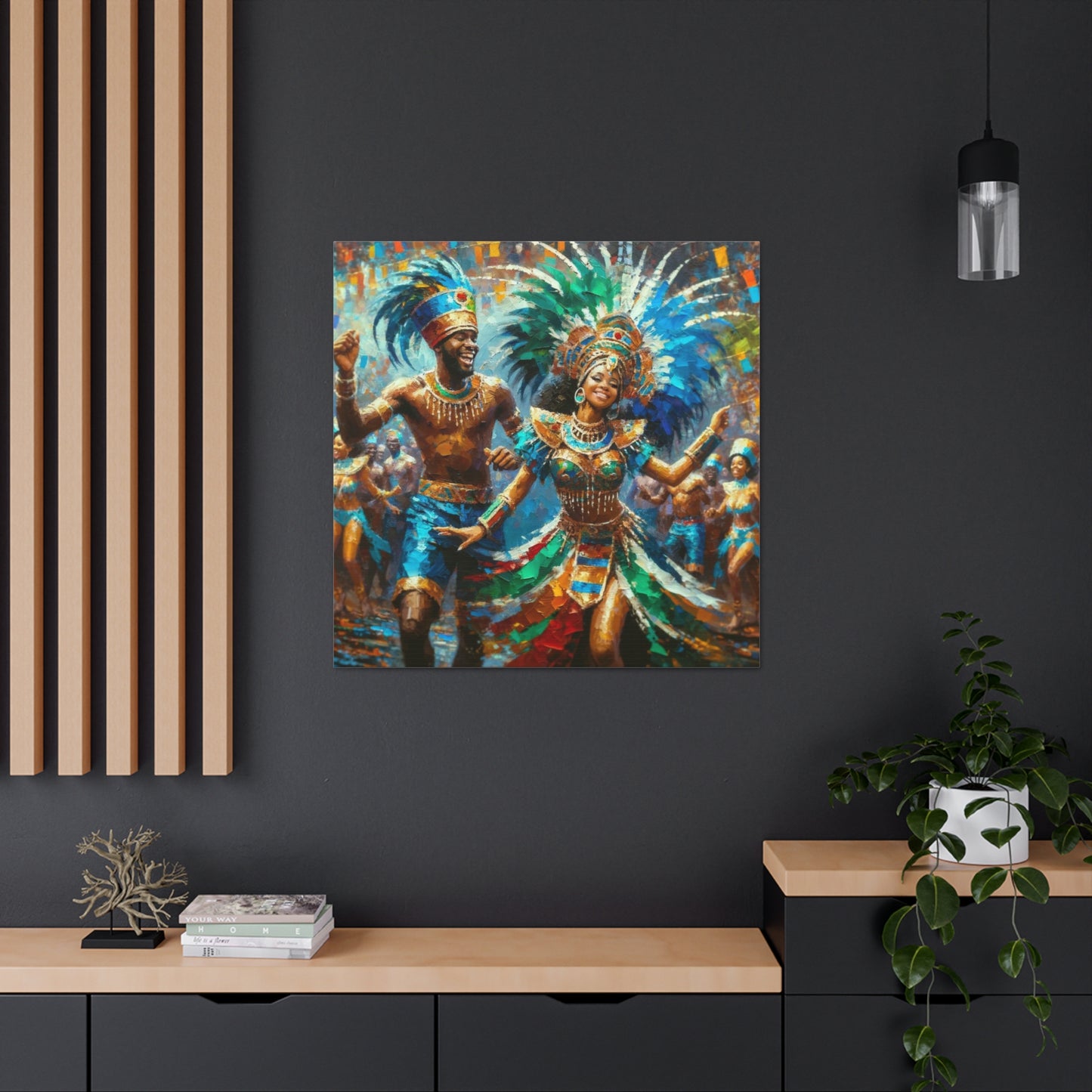 Art Print, Trini Masqueraders#6, Carnival, Oil Finish, West Indian Ethnicity, Cultural, Heritage, Indo & Afro Caribbean, Canvas Gallery Wrap