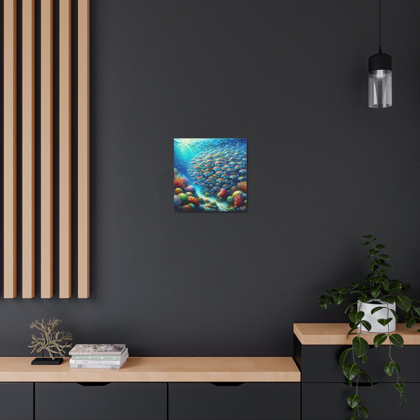 Art Print, School of Squirelfish, Oil Finish, Caribbean Nature, Canvas Gallery Wrap