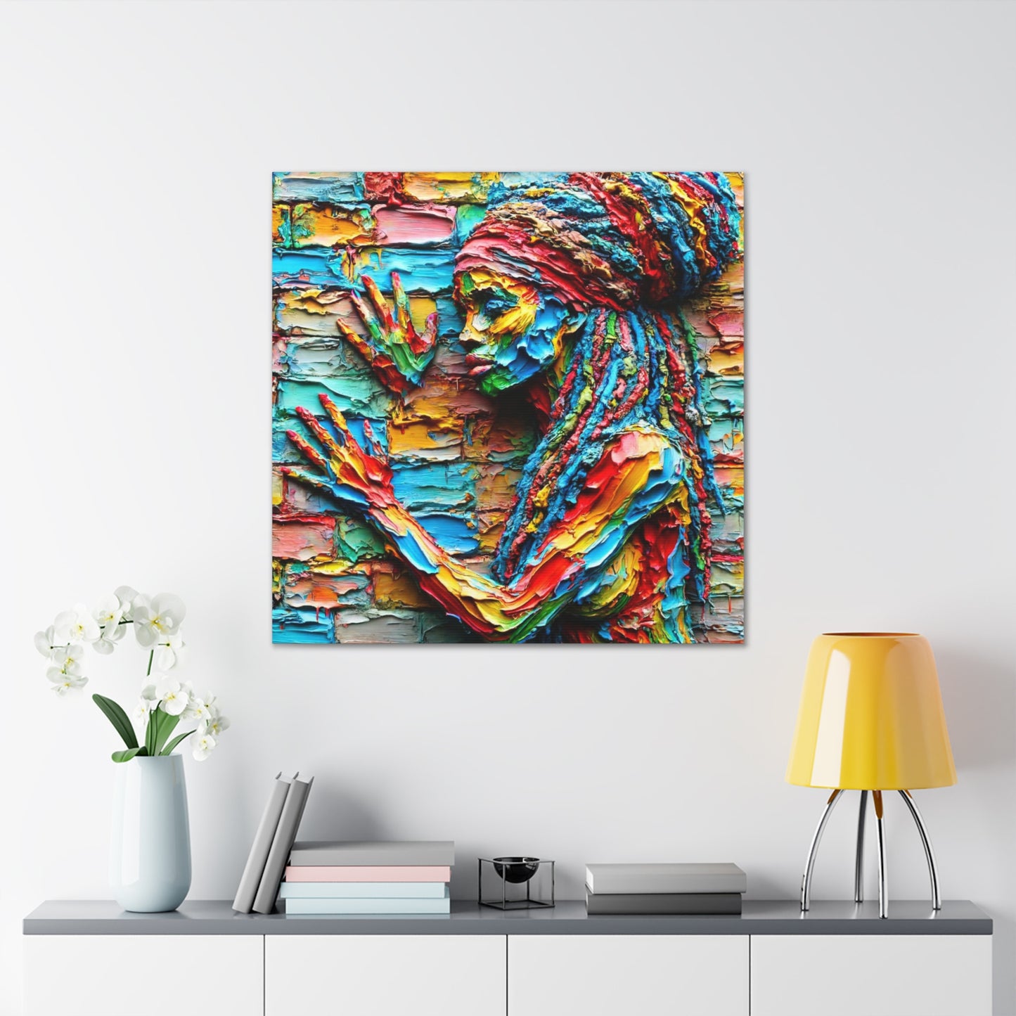 Art Print, Afro-Caribbean Woman, "Tryin' to Be Invisible" Abstract Oil Finish, West Indian Ethnicity, Cultural, Heritage, Abstract, Canvas Gallery Wrap