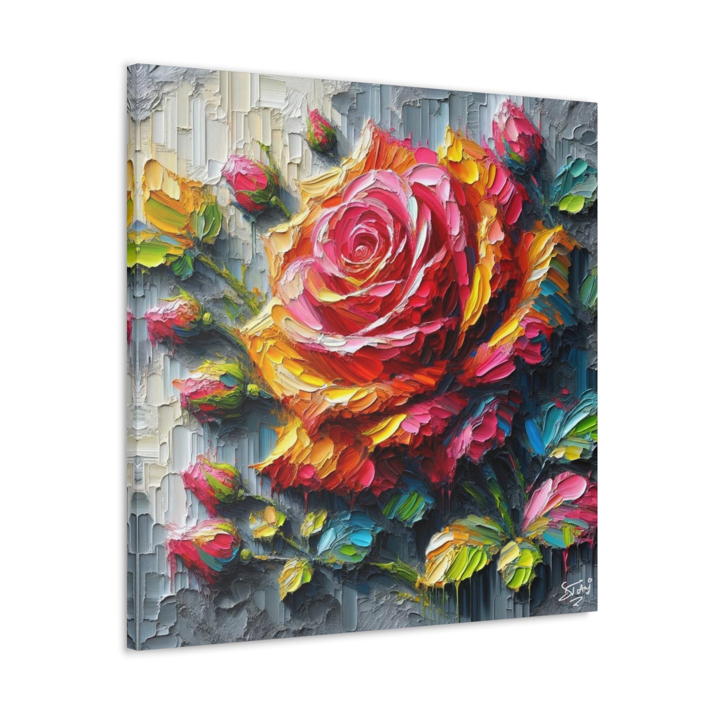 Art Print, Caribbean Flowers, Oil Finish, Caribbean Nature, Cultural, Heritage, Semi-Abstract, Canvas Gallery Wrap