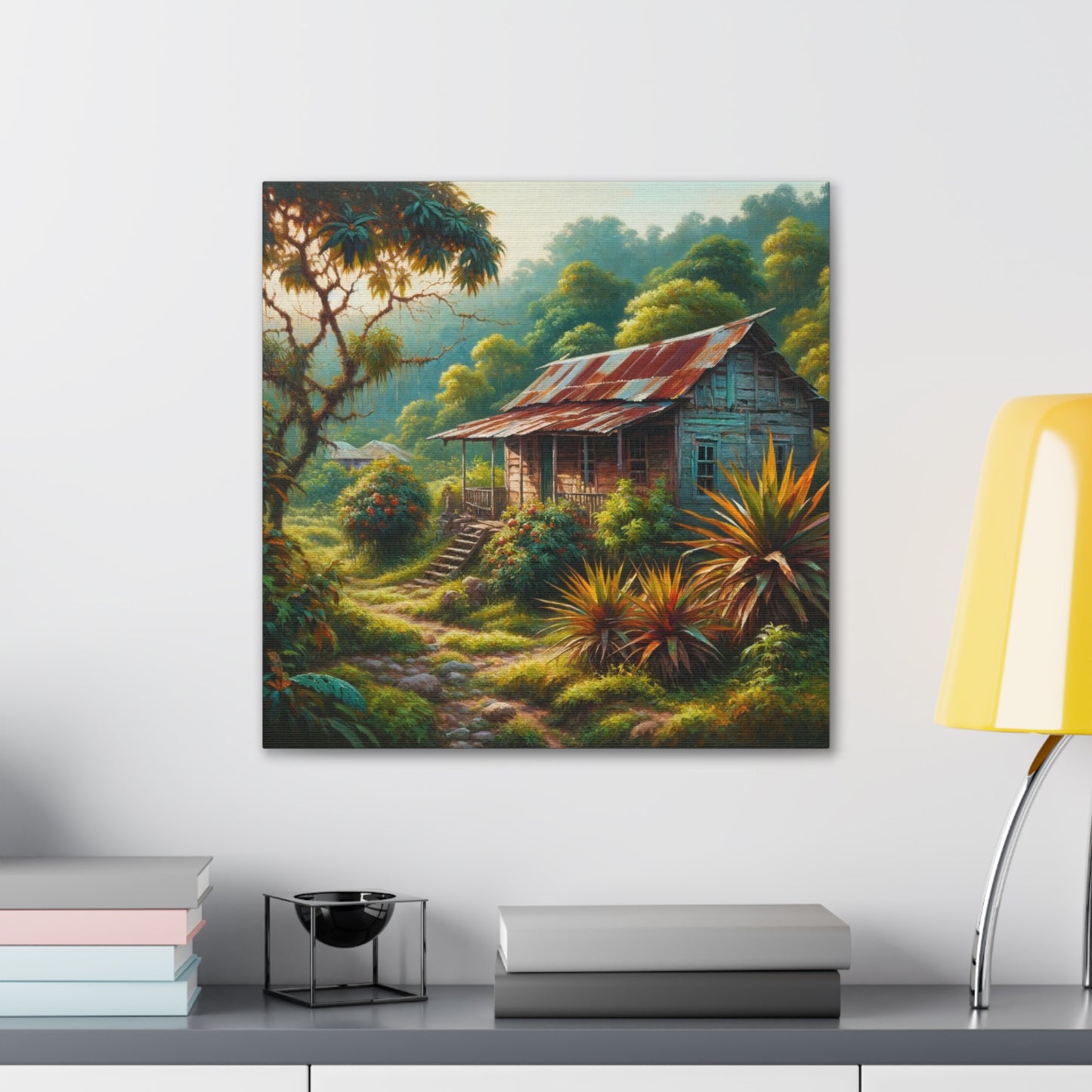 Art Print, Old Wooden House in the Trinidad and Tobago Countryside, Oil Paint Finish, Caribbean, West Indies, Canvas Gallery Wraps