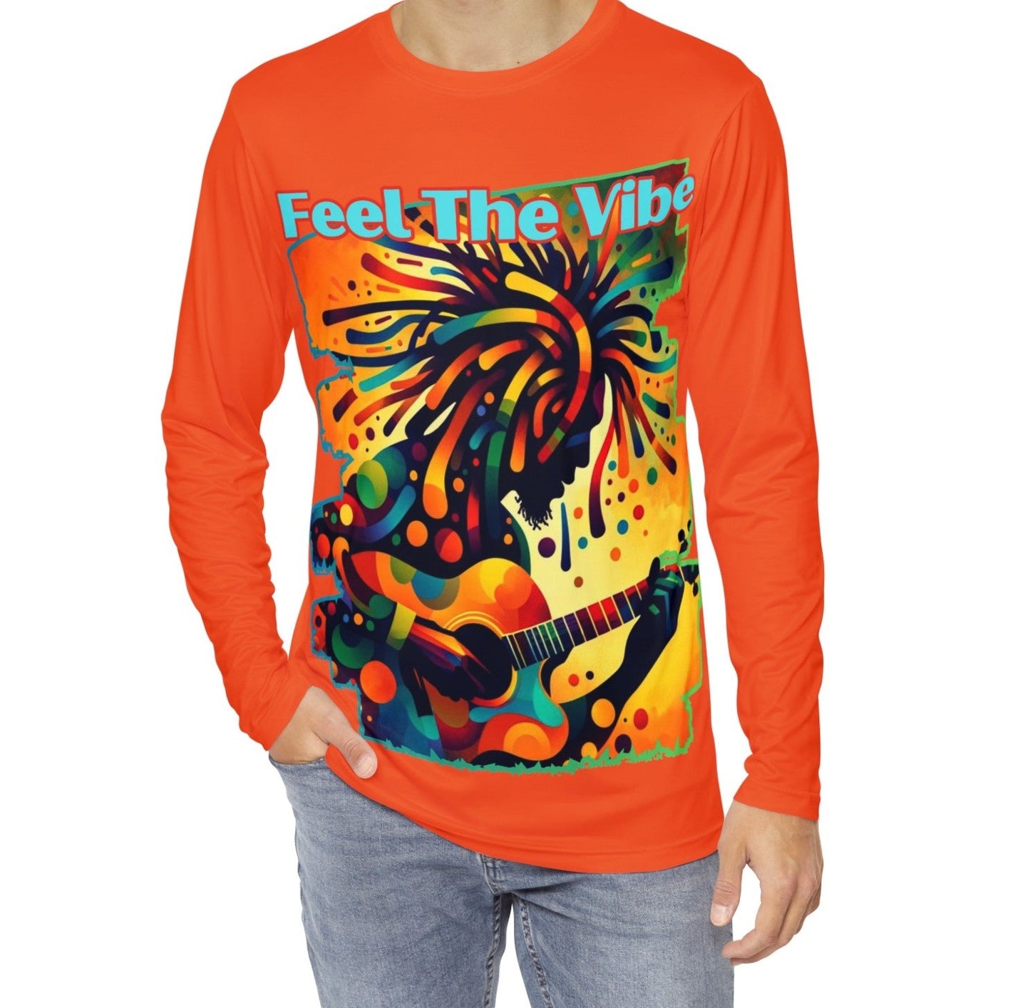 Men's Brushed Polyester Long Sleeve Shirt (AOP) "Feel The Vibe"