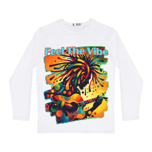 Men's Brushed Polyester Long Sleeve Shirt (AOP) "Feel The Vibe"