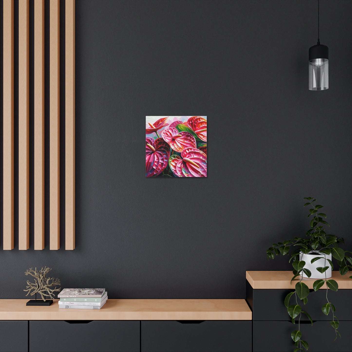 Art Print of Anthurium Flowers, Oil Finish, West Indian Art, Canvas Gallery Wraps