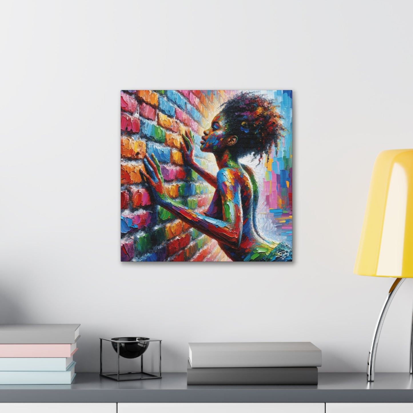 Art Print, Afro-Caribbean Woman "In Paint," (8) Oil Finish, West Indian Ethnicity, Cultural, Heritage, Semi-Abstract, Canvas Gallery Wrap