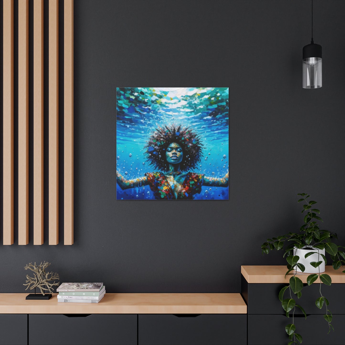 Art Print, Afro-Caribbean Woman, "Submerged" Oil Finish, West Indian Ethnicity, Cultural, Heritage, Abstract, Canvas Gallery Wrap