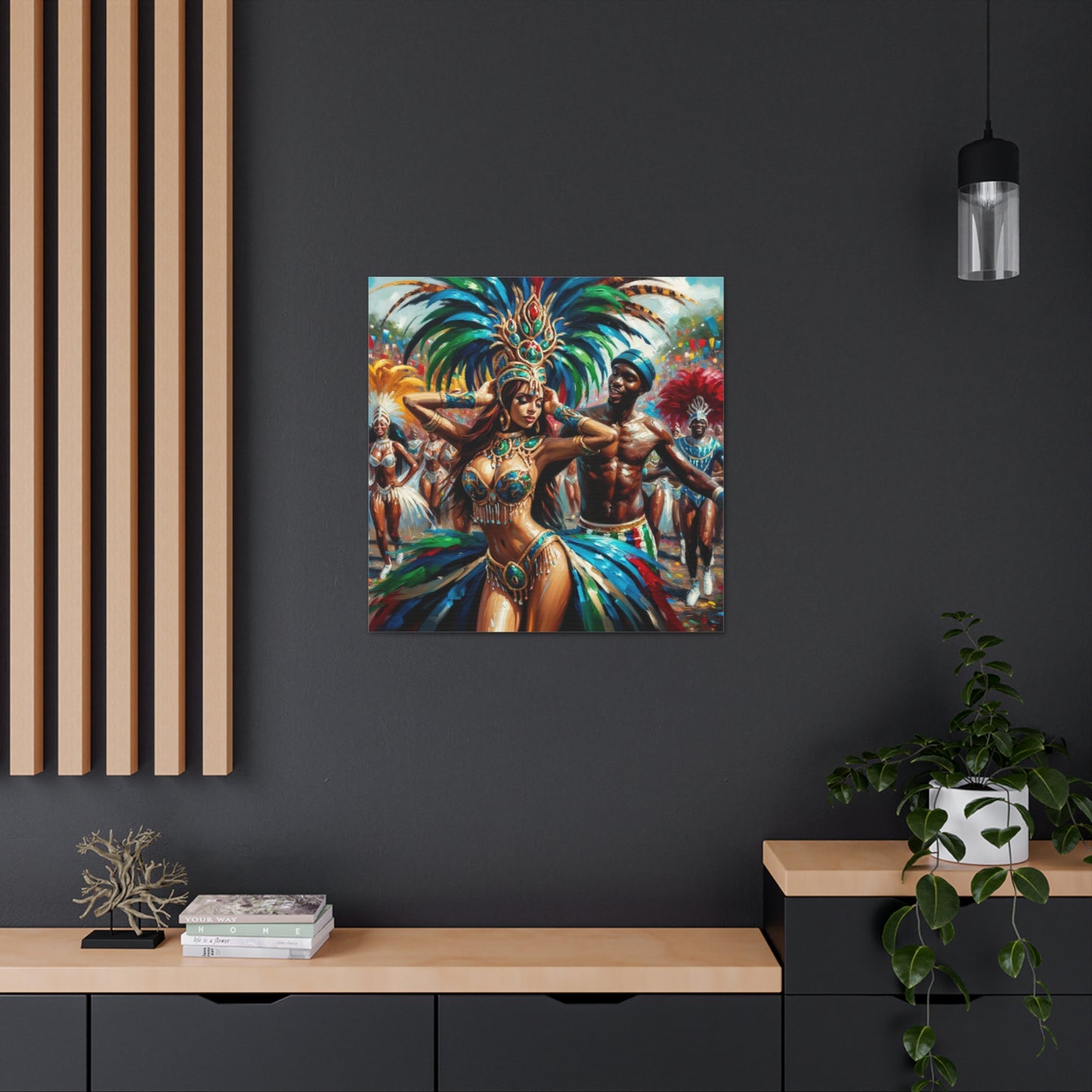 Art Print, Trini Masqueraders, Carnival, Oil Finish, West Indian Ethnicity, Cultural, Heritage, Indo & Afro Caribbean, Canvas Gallery Wraps