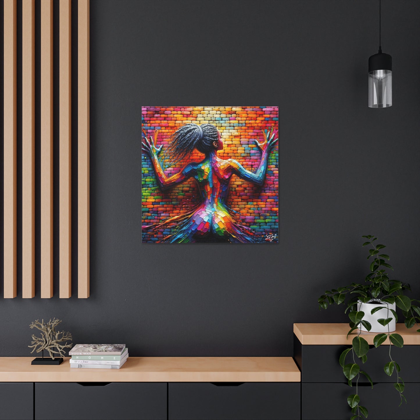 Art Print, Afro-Caribbean Woman, Oil Finish, West Indian Ethnicity, Cultural, Heritage, Semi-Abstract, Canvas Gallery Wrap