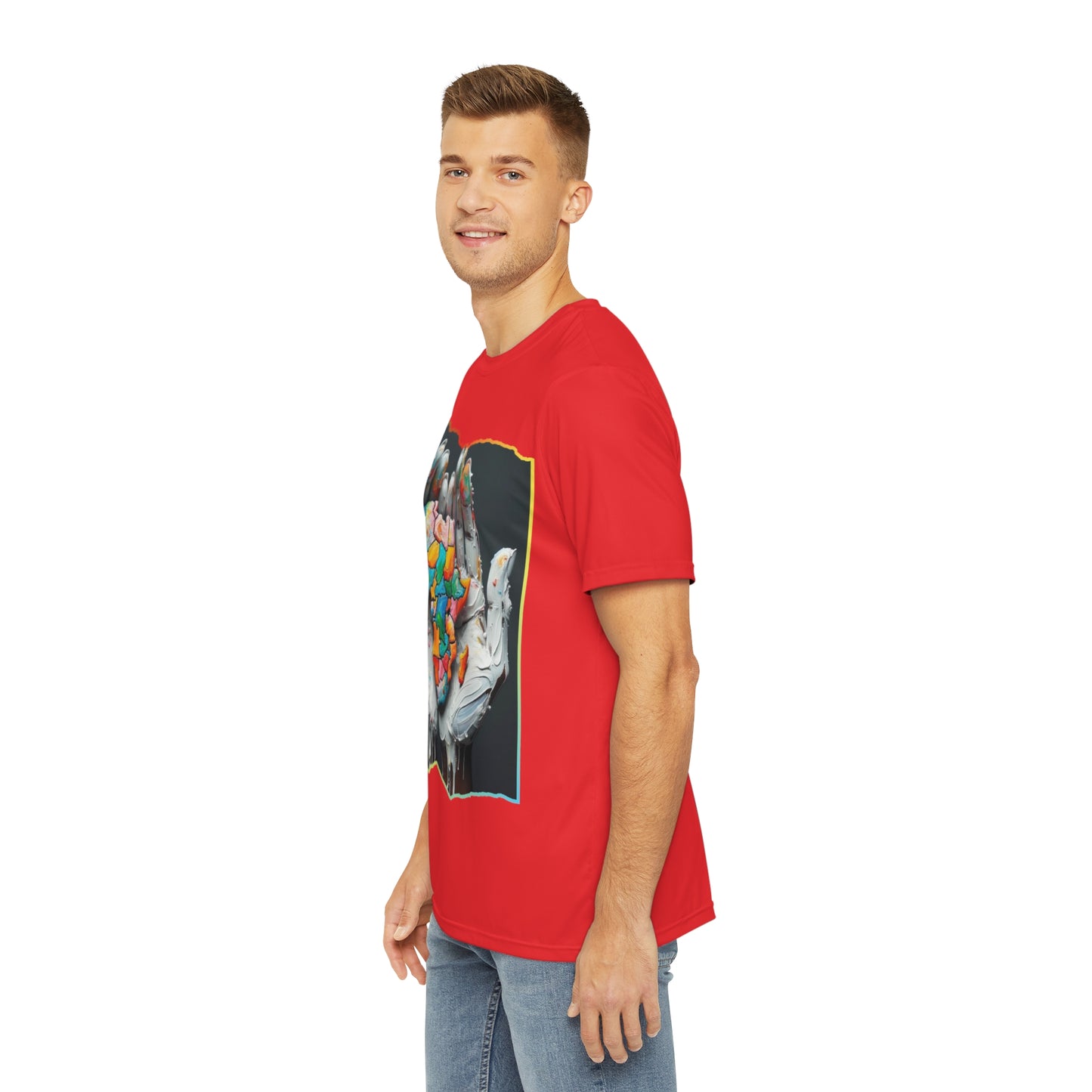 Men's Brushed Polyester Short Sleeve Tee (AOP), "Africa"