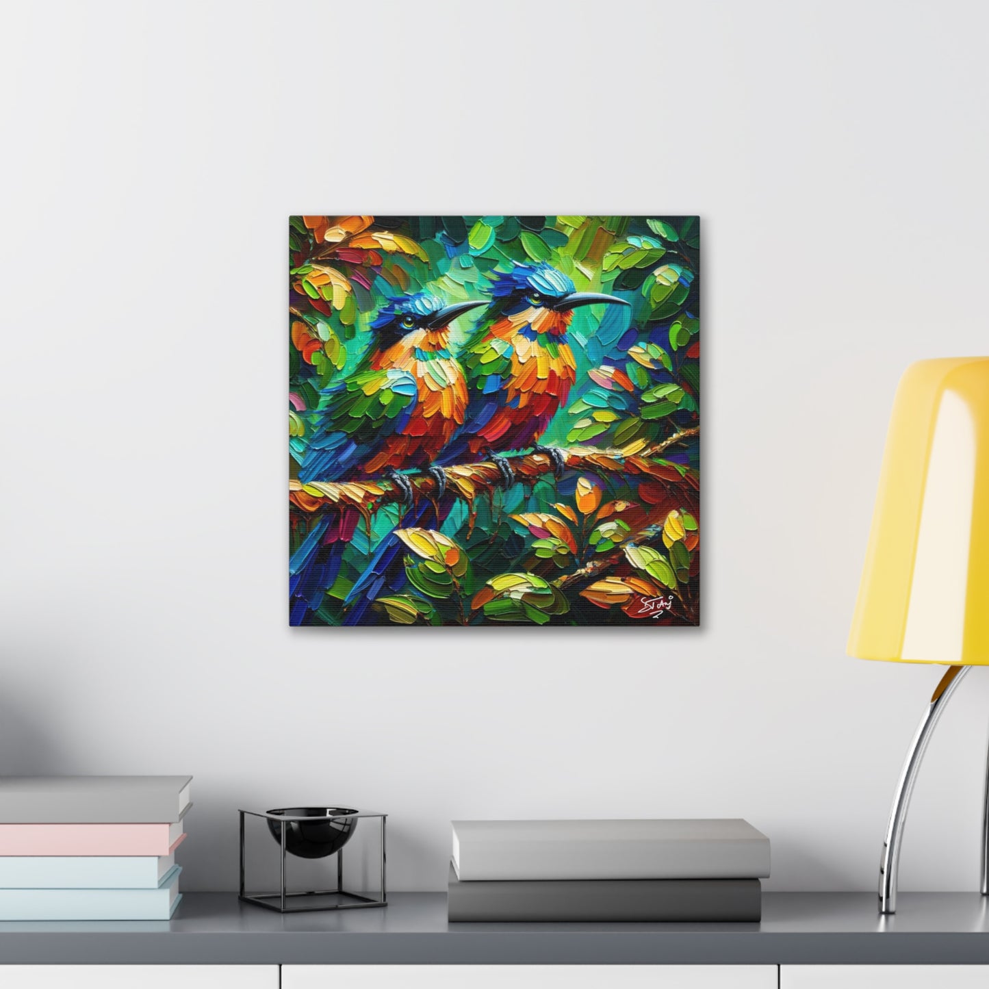 Art Print, Trinidad Motmot, Caribbean Birds, Abstract Oil Finish, Caribbean Nature, Cultural, Heritage, Canvas Gallery Wrap