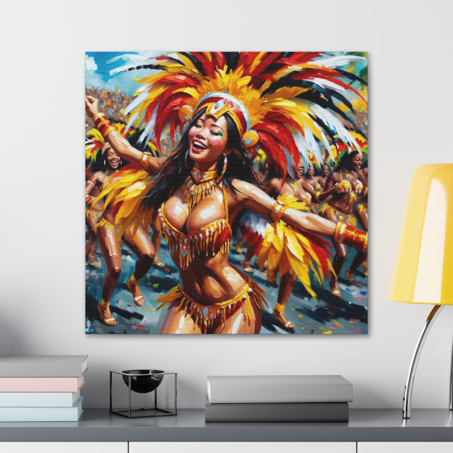 Art Print#7 of Trini Masquerader, Carnival, Oil Finish, West Indian Ethnicity, Cultural, Heritage, Art, Black Woman, Canvas Gallery Wraps