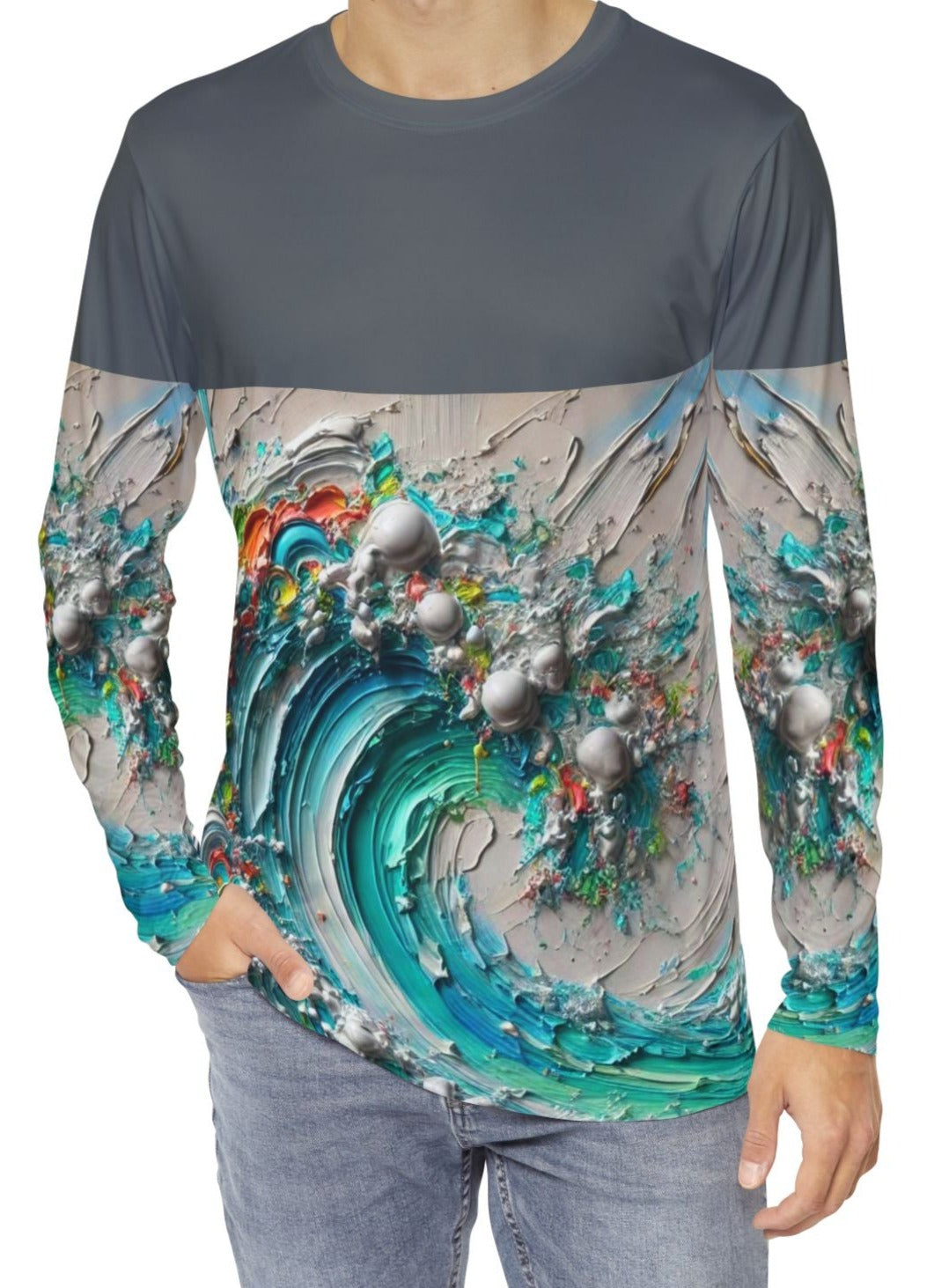 Men's Brushed Polyester Long Sleeve Shirt (AOP) Abstract Paint Print