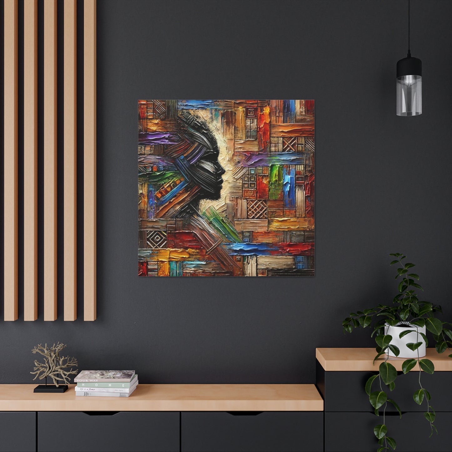 Art Print, African Print, Black Power, African Mask, Abstract Oil Finish, Unity, One Love, Canvas Gallery Wrap