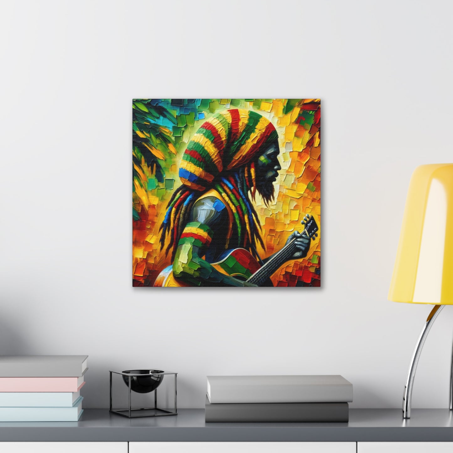 Art Print of Rastaman#5, Oil Finish, West Indian Ethnicity, Cultural, Heritage, Afro-Caribbean Man, Semi-Abstract, Canvas Gallery Wrap